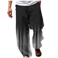 thumbnail image 1 of Yuyuzo Lounge Pants for Men Linen High Waisted Drawstring Gradient Color Straight Leg Fall Slacks Trousers, 1 of 5