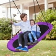 thumbnail image 2 of Topbuy 60" Flying Saucer Tree Swing Set Outdoor Oval Swing Adjustable Hanging Ropes for Kids Purple, 2 of 7