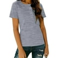 thumbnail image 1 of T-shirt à Boutons à Col Rond pour Femme, Manches Courtes, Coupe Ample, Manches Roulées, Haut Basique Décontracté d'Été, Gris, TG, 1 of 8