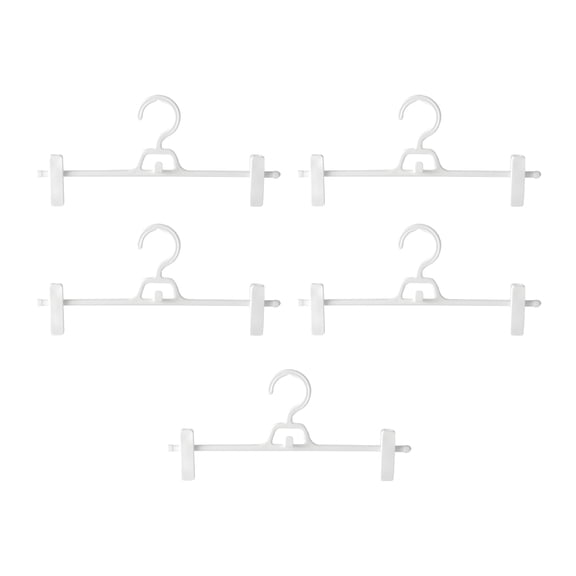 XIBUFE Hangers with Clips,Plastic Pants Hangers with Clips,Pant Rack Drying Rack Clothes Clip Wardrobe Hanging Rack Pants Socks Underwear Rack Hanging Rack (White 5pcs 13.39x5.91in)