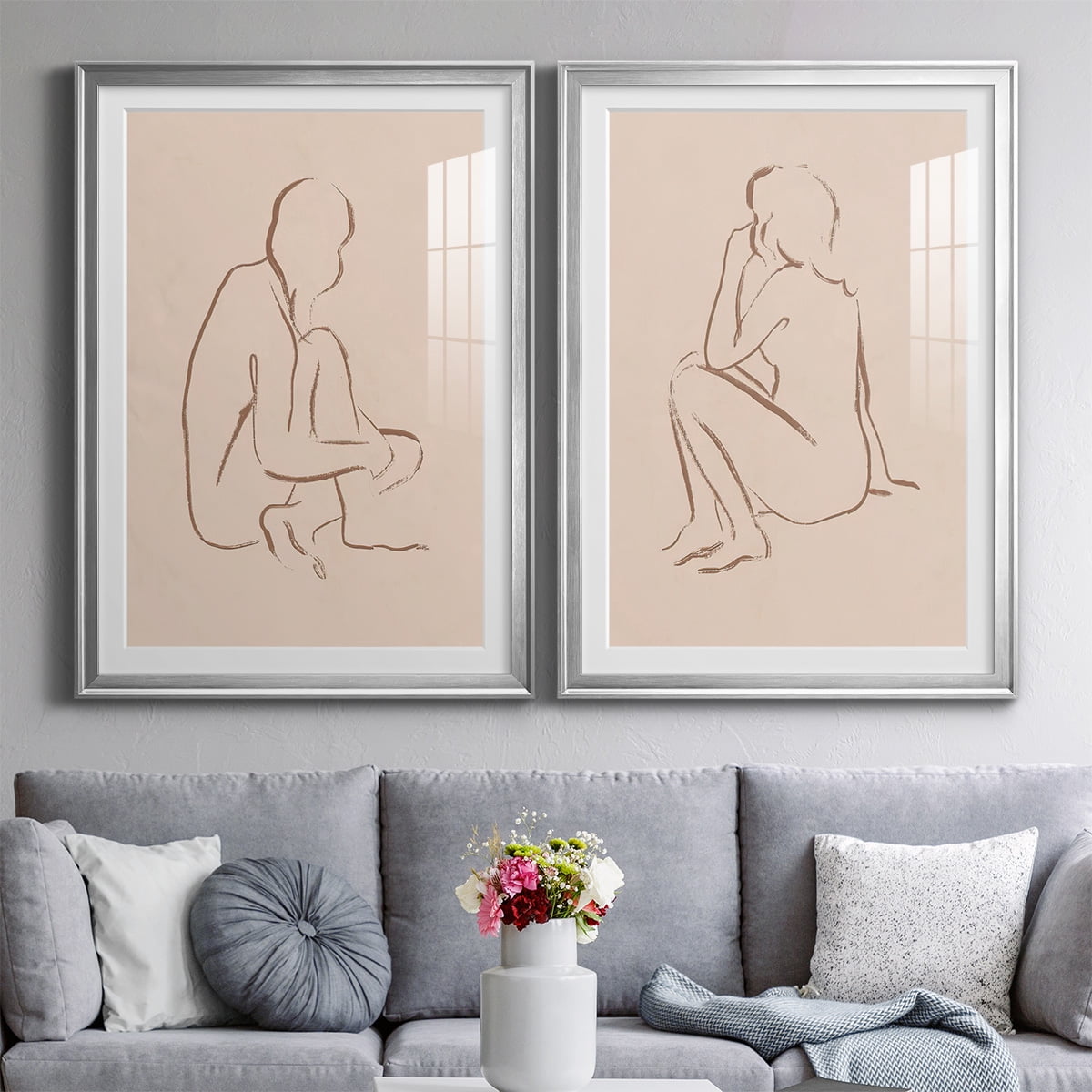 Wexford Home Sketched Pose I Premium Framed Print, 30.5" x 42.5" - Ready to Hang, Silver (Set of 2)