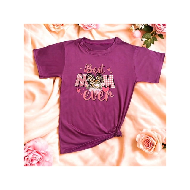 Playera Blusa De Best Mom Ever Moda Fashion Para Mujer Color Rosa Dorado Talla Mediana Marca Emil SaEs