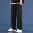 thumbnail image 2 of TOWED22 Men's Cotton Loose Fit Sweatpants Baggy Yoga Gym Workout Pants with Pockets Open Bottom Sweatpants Straight Wide Leg(Black,XXL), 2 of 6