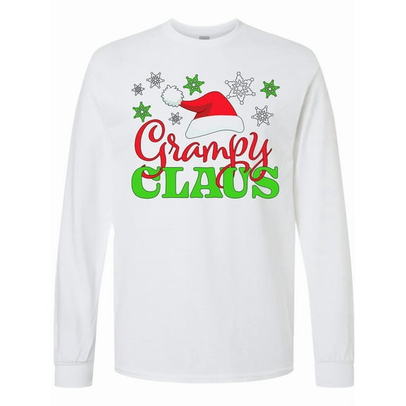 Inktastic Grampy Claus with Christmas Santa Hat and Snowflakes Long Sleeve T-Shirt