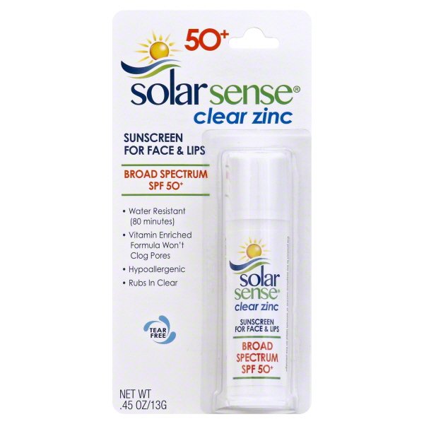 Solar Sense SPF50 Clear Zinc Broad Spectrum Stick .45 oz.
