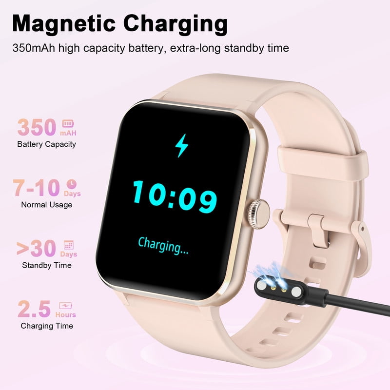 Women Smart watch with Answer/Make Calls/120+ Sport Modes/IP68 Waterproof, Fitness Tracker Fits for iPhone and Android Devices (Pink) for Gift