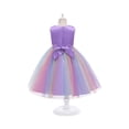 thumbnail image 3 of YOUYEDIAN Sequin Flower Girl Dress Tulle Sleeveless Rainbow Dress for Wedding Party (Purple, 8-9 Years), 3 of 3