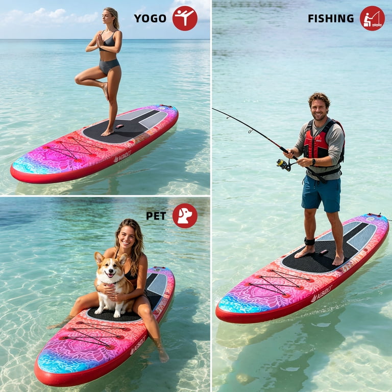AISUNSS 10.6ft Inflatable Stand Up Paddle Board w/ Accessories