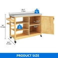 thumbnail image 3 of DEXTRUS Chariot d'Îlot de Cuisine sur Roulettes avec Tablettes Ajustables, Mobilier de Patio en Bois Massif et Dessus en Acier Inoxydable, Naturel, 3 of 11