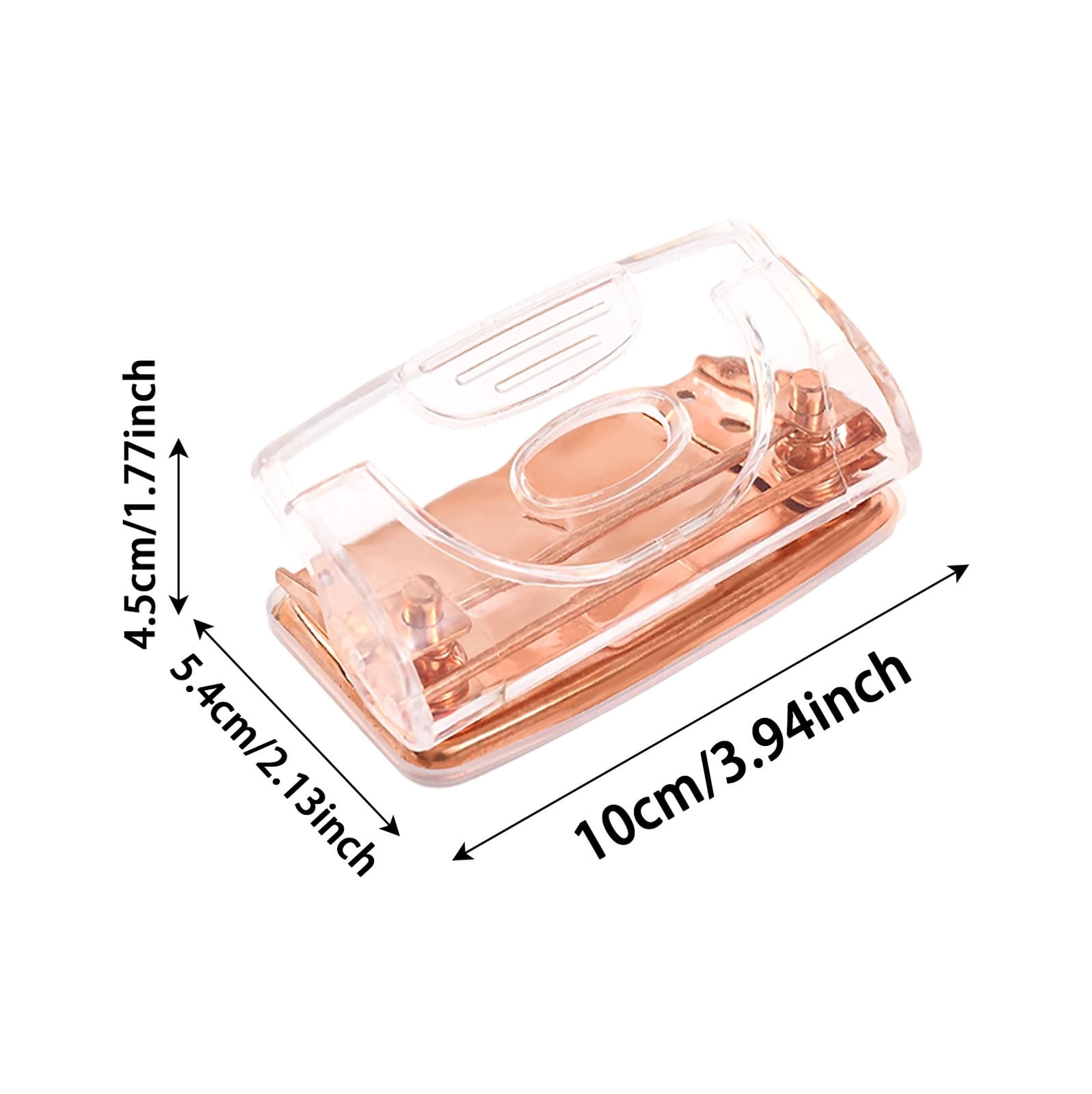1-5PC Rose Gold Two Hole Puncher Clear 2 Holes Paper Punch Compact Portable 3.94x2.13x1.77 Inch Ergonomic Office Desktop Accessory for Home DIY Crafts Planner