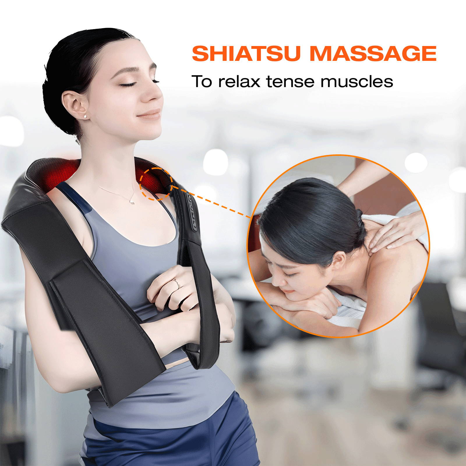 Hlthsky Shiatsu Shoulder Neck Massager with Heating,3D Deep Kneading Shoulder Massager, Gifts for Men Women, Black
