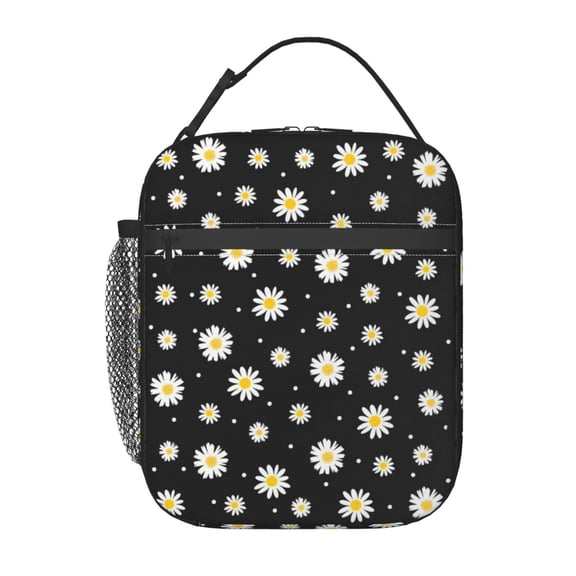 Floral Daisies Lunch Bag Portable Thermal Lunch Box for Men and Women