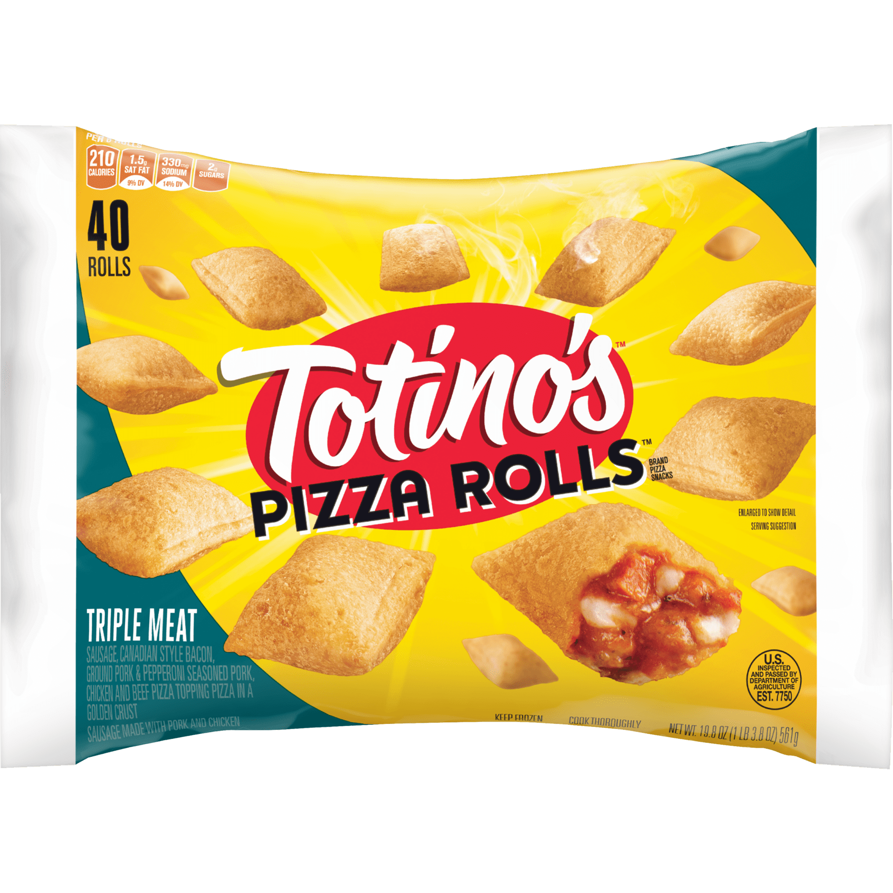 Totino's Pizza Rolls Triple Meat, 19.8 oz, 40 ct Bag