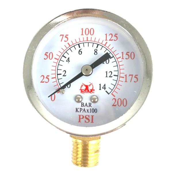 2" Air Pressure Gauge Side Mount 1/4" NPT 2" Dial 0 to 200 PSI