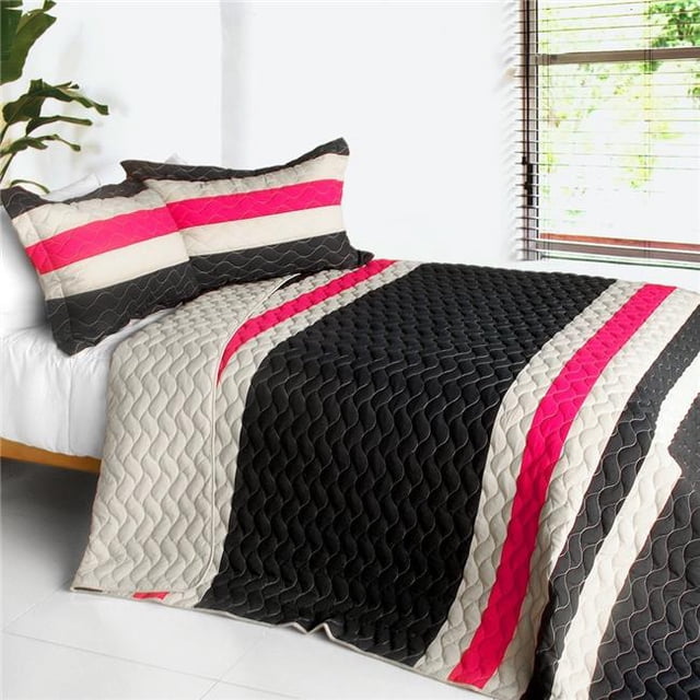 Silver Linings Playbook - 3 Pieces Patchwork Quilt Set Full & Queen Size - Black