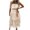 Beige, variant on AOOCHASLIY Ladies Dresses Trendy Women Summer Casual V Neck Printing Sleeveless Elastic Waist Dress