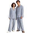 thumbnail image 3 of Matching Pjs for Couples Button Down Long Sleeve Sleepwear His and Her Matching Pajamas Plaid Warm 2 Piece Set Loungewear Navy M, 3 of 7