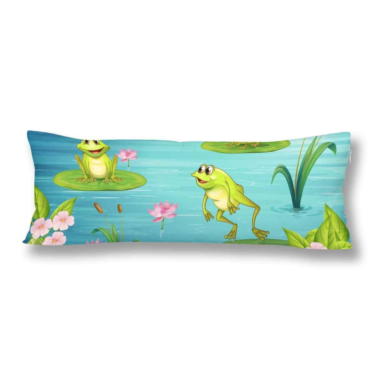 ABPHOTO Frogs Living in The Pond Body Pillow Covers Pillowcase 20x60 inch Water Lily Lotus