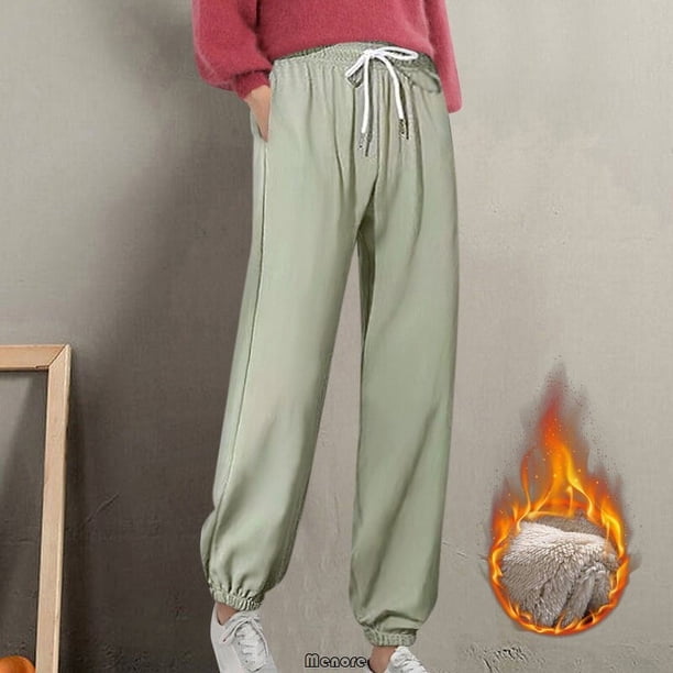 Pantalones gruesos de forro polar para mujer, pantalón Harlan informal, Pantalones rectos versátiles, pantalones de chándal cálidos hasta el tobillo, moda, nuevo