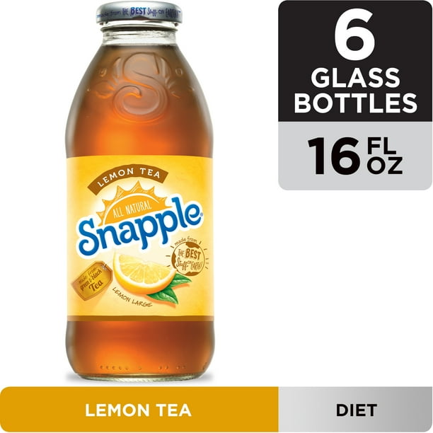 Diet Snapple Lemon Tea, 16 fl oz glass bottles, 6 pack