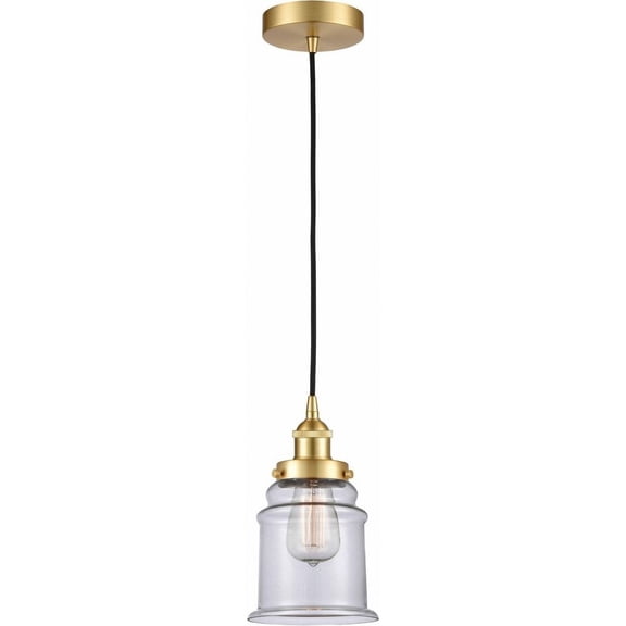 616-1PH-SG-G182-LED-Innovations Lighting-Canton - 1 Light Mini Pendant In Industrial Style-10 Inches Tall and 6 Inches Wide Satin Gold Clear