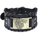 thumbnail image 1 of Pulsera de cuero para hombre con cabeza de lobo, puño ancho, piel de vacuno, 1 of 1