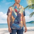 thumbnail image 3 of Gaeub Sunshine Winged Rabbit Print Men's Hawaiian Shirt,Button Down Short Sleeves Shirts,Tropical Beach Casual Button Down Shirts,3X-Large, 3 of 7