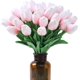 thumbnail image 1 of 15 tulipanes artificiales de seda de tacto real para decoración del hogar, Día de la Madre, primavera, boda, ramos, arreglos florales., 1 of 7