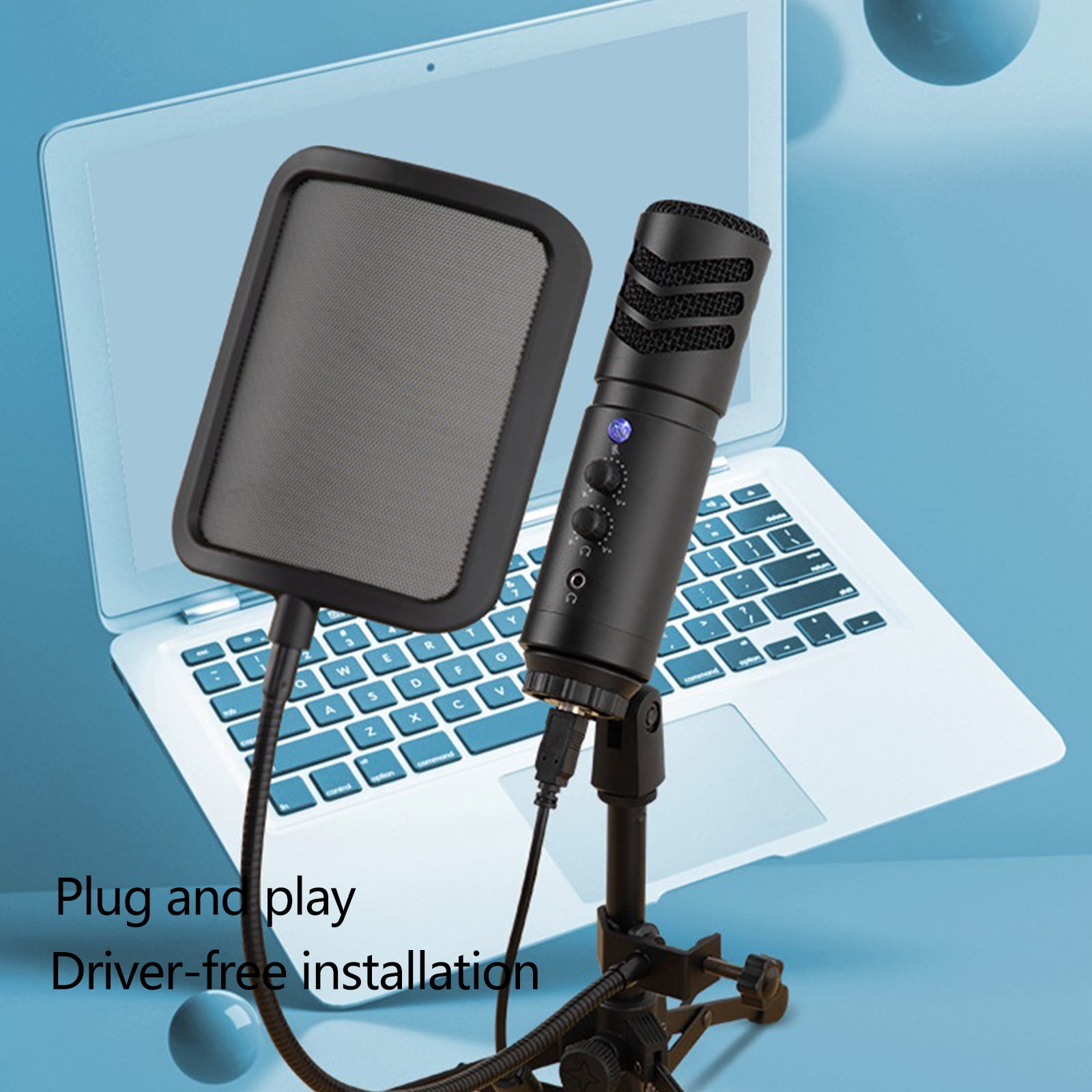 BQBQERT Microphone with Tripod Stand for Birthday and Streaming Conference Professional Kits Gaming Mic