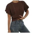 thumbnail image 5 of Zszcpp Going Out Tops For Women Ruffled Short Sleeve Round Neck Knitted Tie Up Pullovers Sweater Blouse Casual Blouses, 5 of 5
