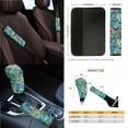 thumbnail image 4 of Renewold Butterfly Tie-Dye Teal 14 Pack Car Seat Cover Set with Steering Wheel Seat Belt Strap Gear Shift Knob Cover Set Garbage Bin Armrest Pad Rearview Mirror Coasters Universal Fit SUV Sedans, 4 of 7
