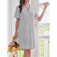 thumbnail image 4 of Avidlove Button Down Nightgowns for Women Short Sleeve Sleep Shirts Notch Collar Pajamas Dress Soft Sleepwear, 4 of 7