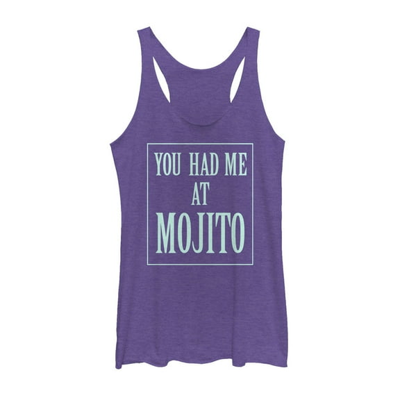Women's CHIN UP Had Me at Mojito  Racerback Tank Top Purple Heather Small