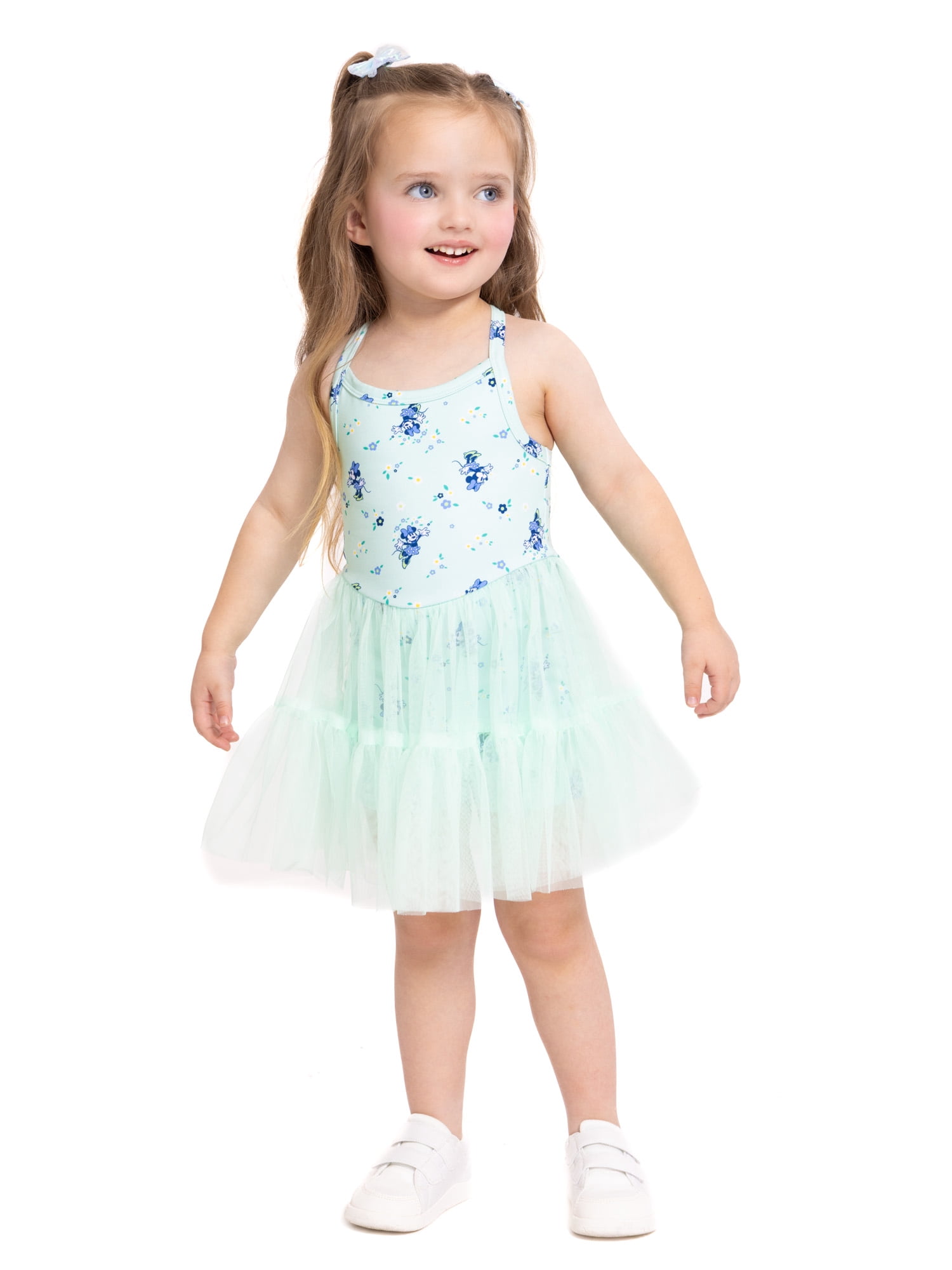 Minnie Mouse Toddler Girls' Sleeveless Romper with Tulle Skirt, Sizes 12M-5T