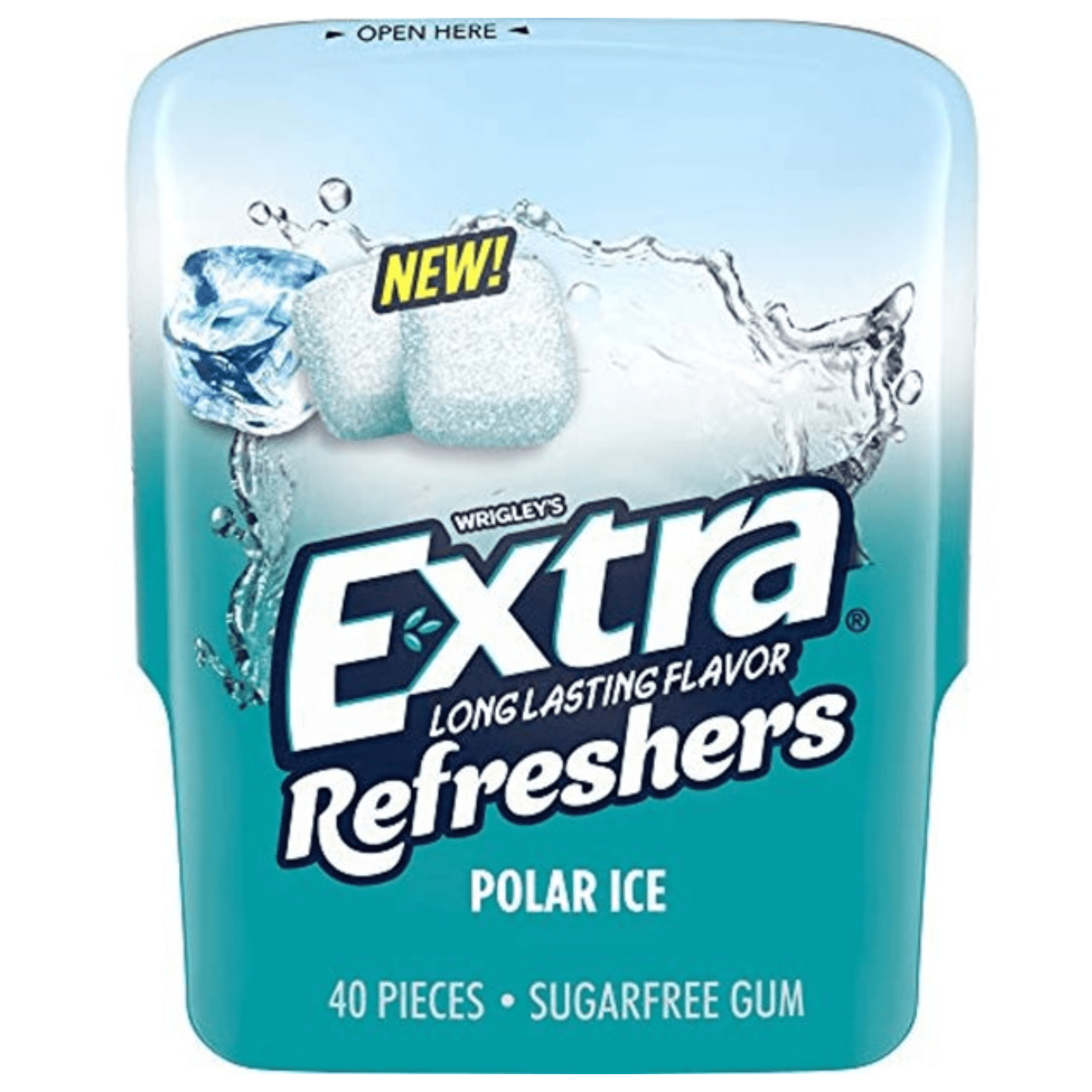 EXTRA Refreshers POLAR ICE Sugar Free Chewing Gum Bulk, 40 Pieces Per Gum Bottle 320 Pieces Total (Pack of 8)
