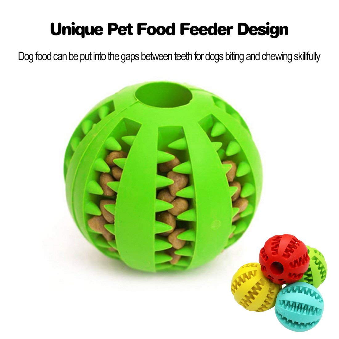 Idepet Dog Ball Nontoxic Bite Resistant Pet Cat Toy Treat Feeder Dispenser Green