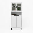 thumbnail image 2 of Resenkos Tall Storage Show Cabinet with 2 Glass Display Door & 2 Doors, Tall Kitchen Pantry Cabinet with Gold Handles, Modern Cabinet Freestanding for Bathroom, Dining Living Room, White, 2 of 6