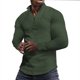 thumbnail image 1 of Blusa y camisa de manga larga con cuello alto para hombre, moda de color liso, media cremallera, blusa de manga larga con cuello alto, blusa de poliéster para hombre, 1 of 9