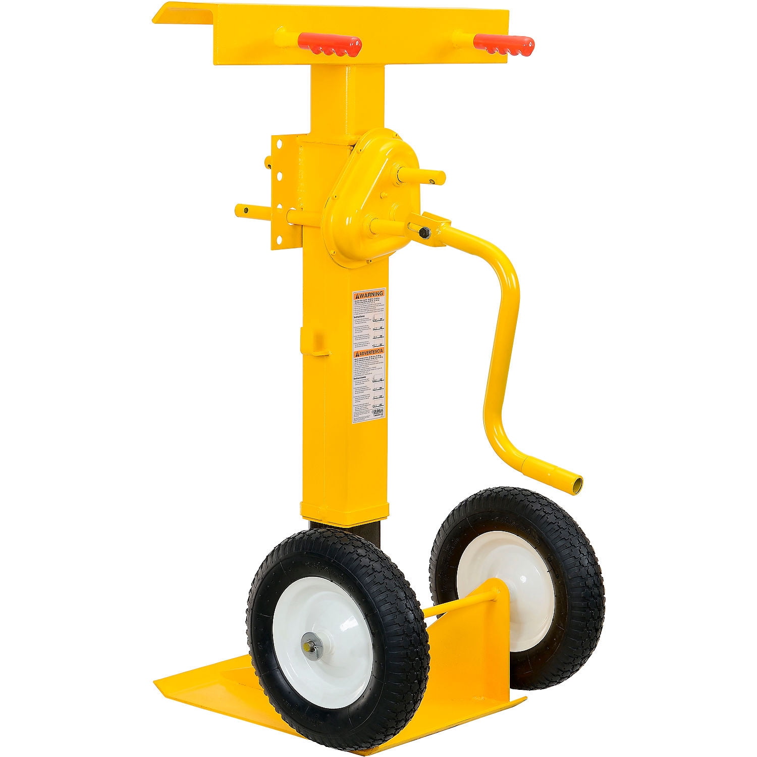 Global Industrial 985433 Hand Crank Trailer Jack Stand with Semi-Pneumatic Wheels, 100000 lbs