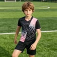 thumbnail image 2 of LIIPEE Summer Outfits For Boys Athleisure Fashion Graphic Short Sleeve Tees Solid Color Shorts 2 Piece Set Kids Quick Drying Breathable Sports Outfit Sets,5-6 Years, 2 of 6
