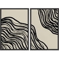 thumbnail image 3 of PixonSign Framed Wall Art Set Dark Wood Rings Print Geometric Spiral Wave Collage Abstract Modern Artwork Minimalism Decor Vintage Canvas Print for Room, Entryway - 16"x24"x2 Panels Black, 3 of 5