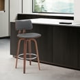 thumbnail image 2 of Pico 30" Swivel Walnut Wood Bar Stool in Gray Faux Leather with Chrome, 2 of 12