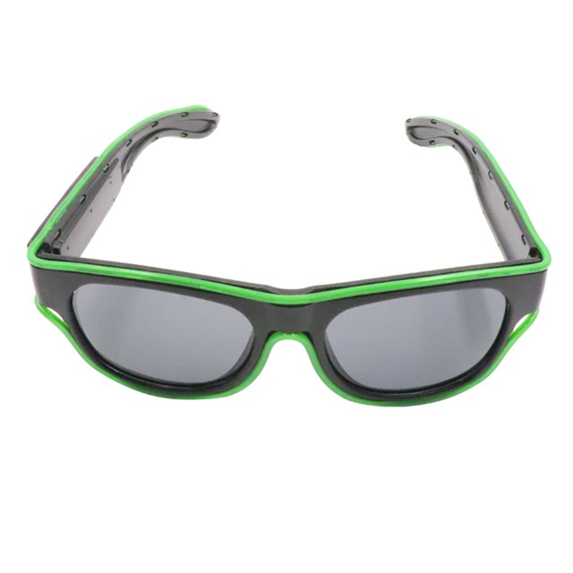 YJ011 USB Rechargeable LED Light Up Glasses with 4 Modes - Steady/Fast/Slow Flash, 10 Color Options Including Jade Green, Stylish Black Frame, UV-Free Soft Light, Perfect for Parties, Nightclubs,