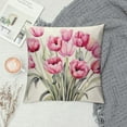 thumbnail image 2 of ARISTURING  Hello Love Pink Tulips Bicycle Throw Pillow Covers, Flowers Spring Mother's Day Cushion Case for Sofa Couch, 2 of 5