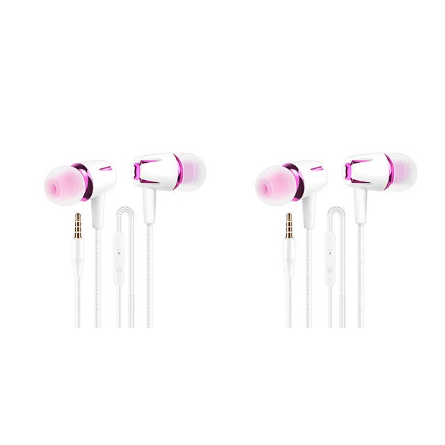 Seitruly Auricular con cable en el oído Cancelación de ruido Auriculares para teléfonos inteligentes Rose + Red rosa+rojo 2piezas