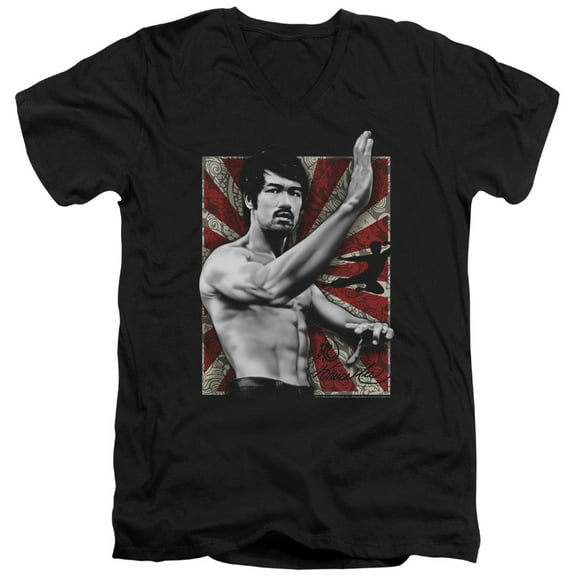 Bruce Lee Concentrate S/S Adult V-Neck T-Shirt Black