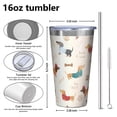 thumbnail image 4 of 16oz Tumblers Dachshund Stainless Steel Vacuum Insulated Double Wall Travel Tumbler Cups Mug with Lid and Straw,Cleaning Brush for Coffee,Tea, 4 of 4