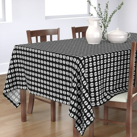 

Cotton Sateen Tablecloth 90 Square - Black White Circles Mod Retro Monochrome Mid Century Marit4 Pattern Collection Quilt Placemats Print Custom Table Linens by Spoonflower