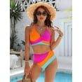 thumbnail image 2 of Conjunto de bikini Blooming Jelly, cintura alta, Push Up 2025, naranja y rosa, 2 of 6