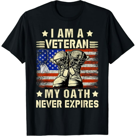 I am A Veteran My Oath Never Expires Veteran Day USA Flag T-Shirt